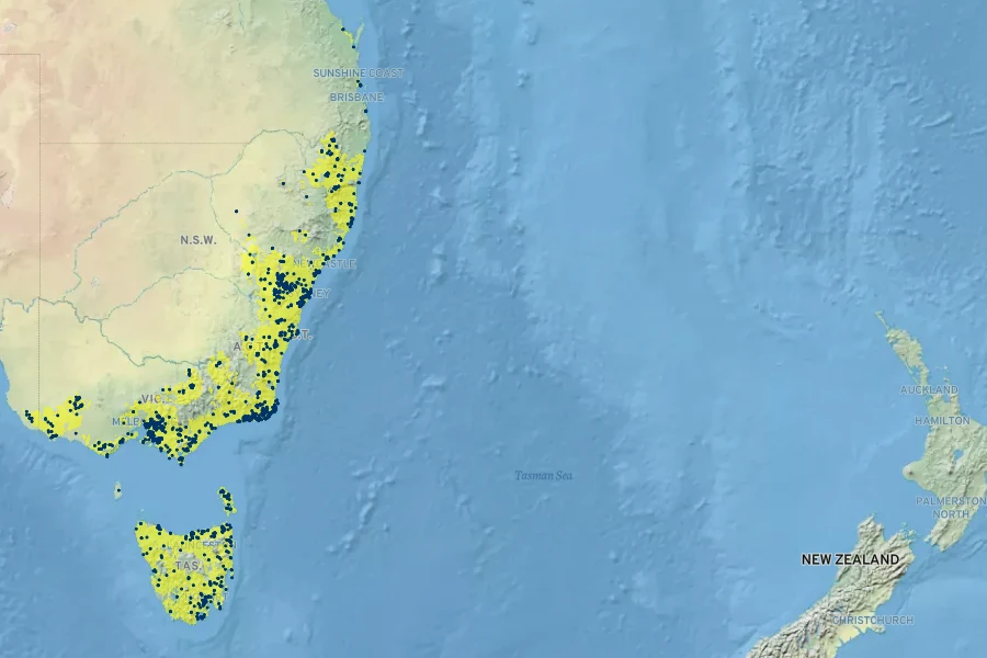 Thelionema caespitosum Native Range