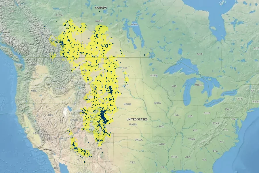 Thermopsis rhombifolia Native Range
