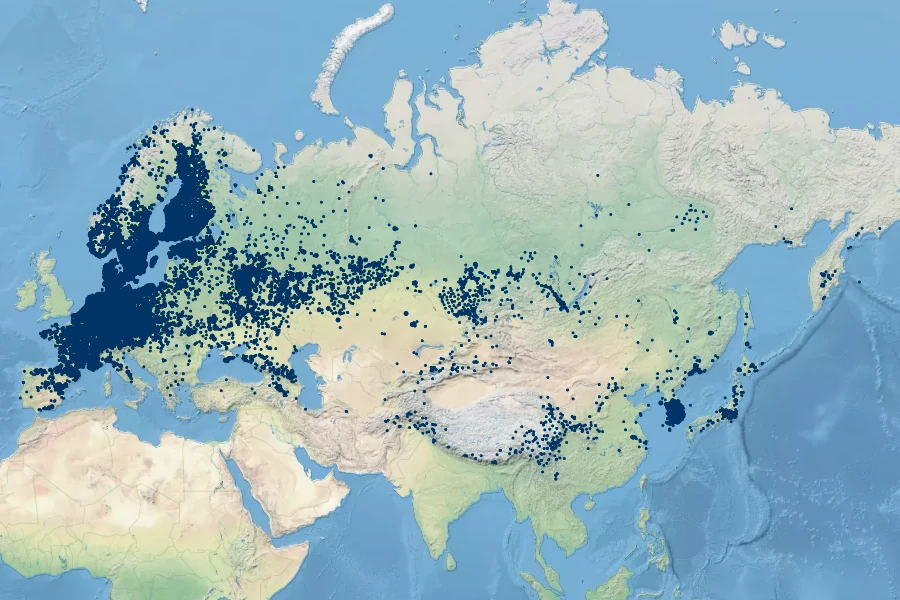 Thlaspi arvense Native Range
