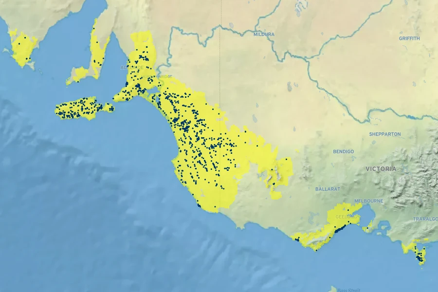 Thomasia petalocalyx Native Range