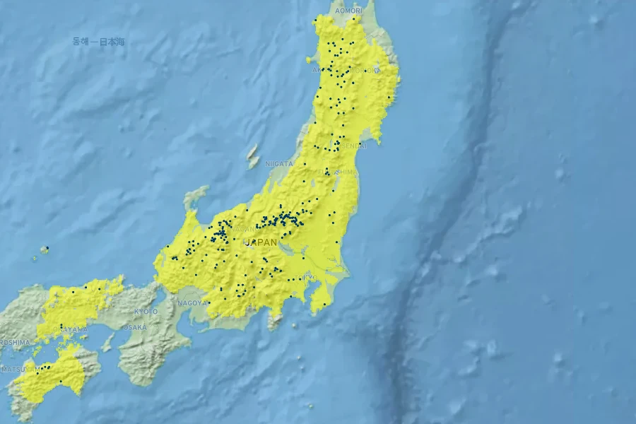 Thuja standishii Native Range