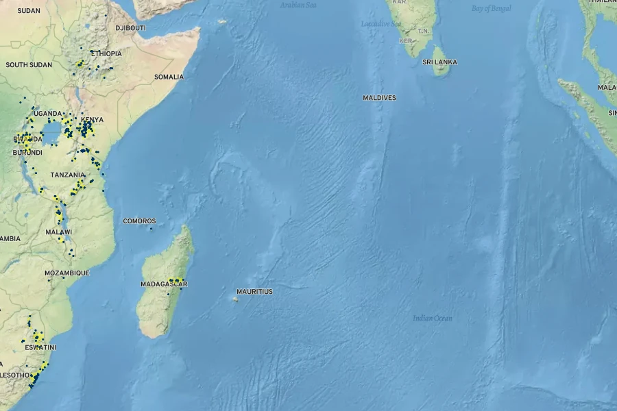 Thunbergia alata Native Range
