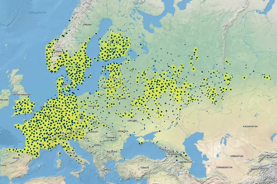 Tilia cordata Native Range