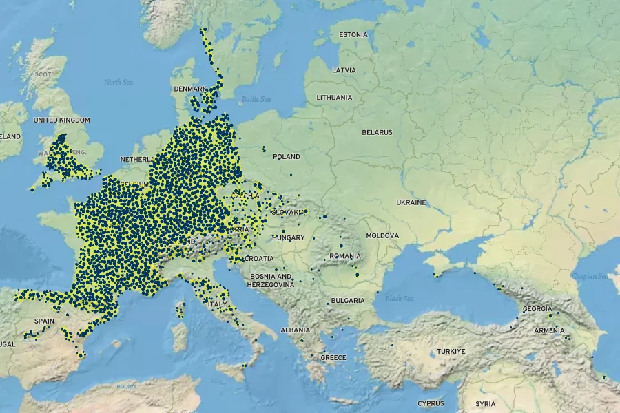 Tilia platyphyllos Native Range