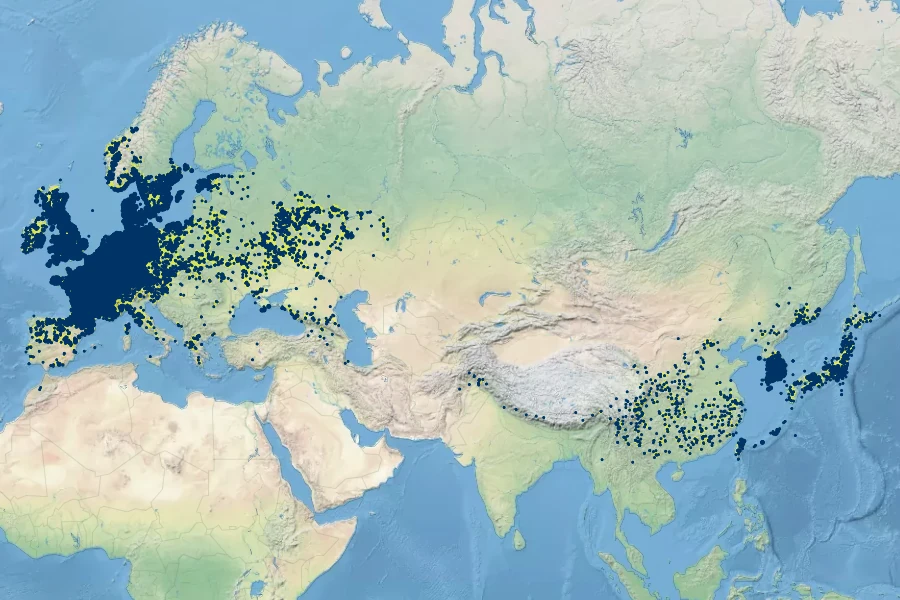 Torilis japonica Native Range