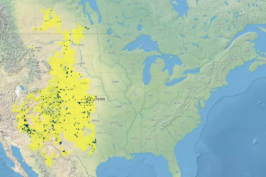 Townsendia exscapa Native Range