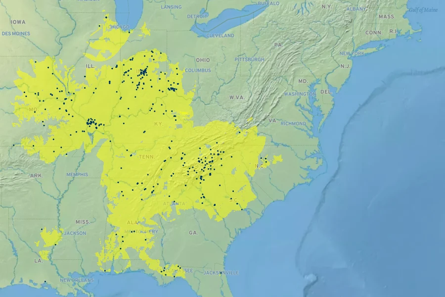 Tradescantia subaspera Native Range