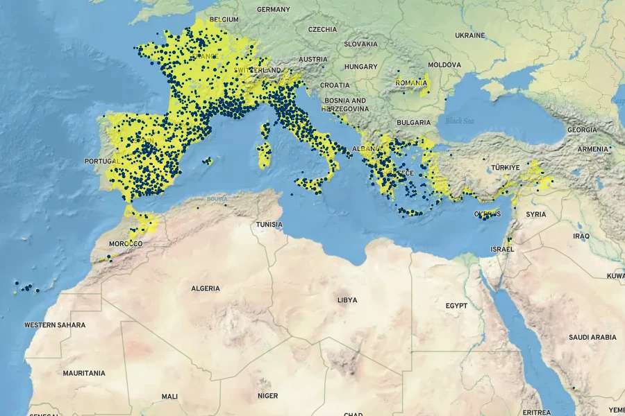 Tragopogon porrifolius Native Range