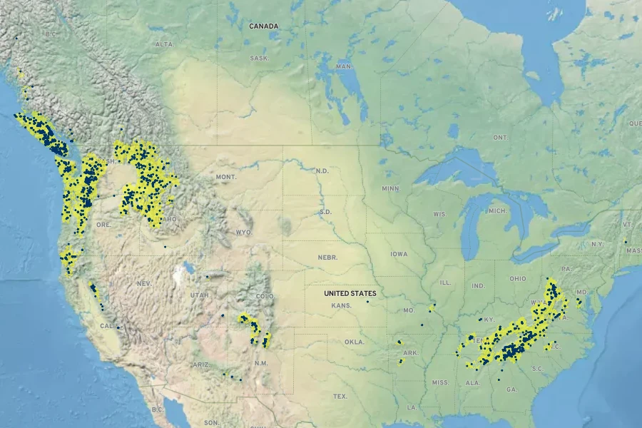 Trautvetteria carolinensis Native Range