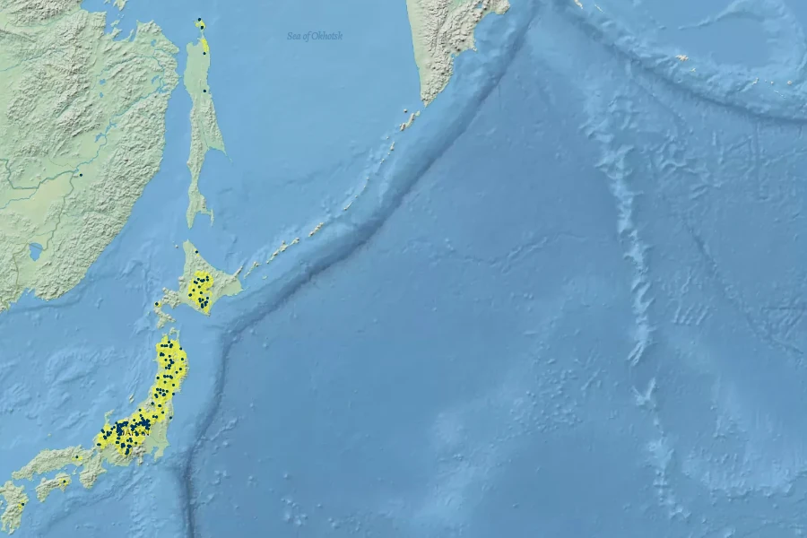 Trautvetteria palmata Native Range