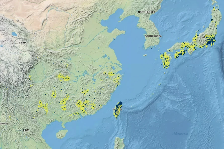 Trichosanthes cucumeroides Native Range