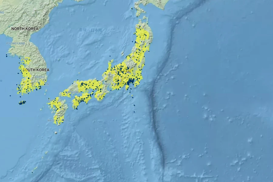 Trichosanthes kirilowii var. japonica Native Range