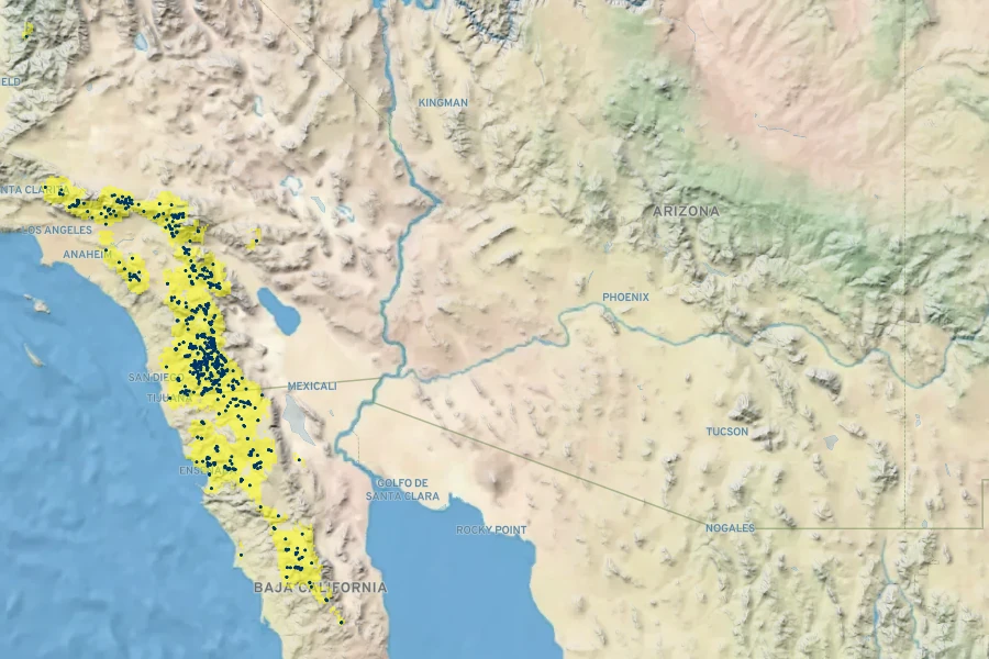 Trichostema parishii Native Range