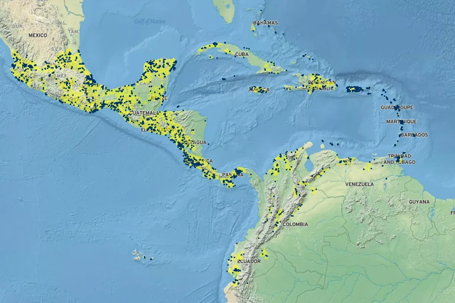 Tridax procumbens Native Range