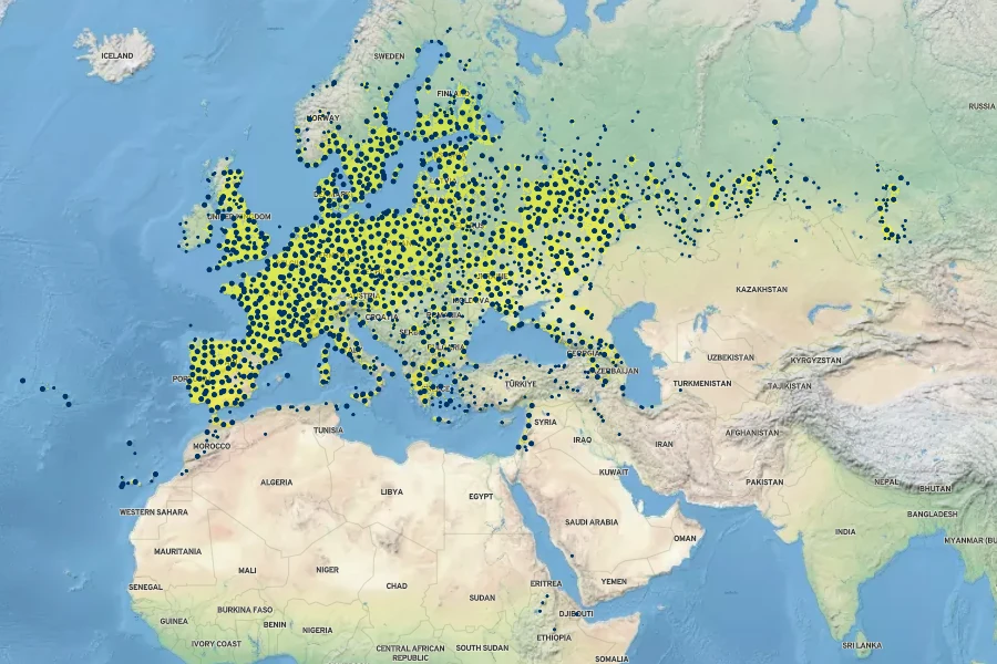 Trifolium arvense Native Range