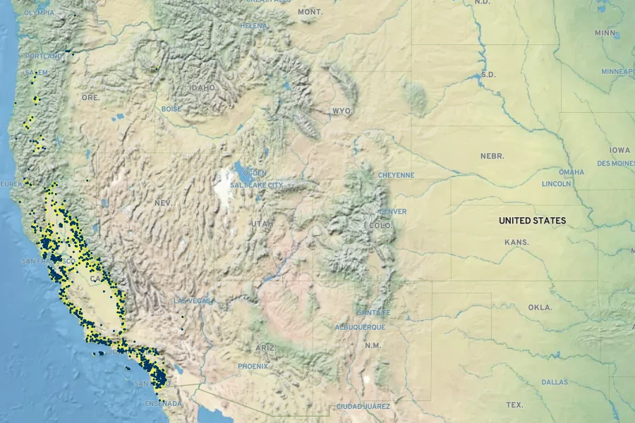 Trifolium ciliolatum Native Range