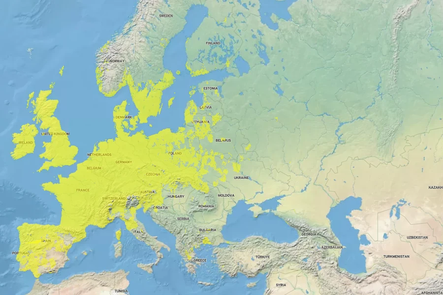 Trifolium dubium Native Range