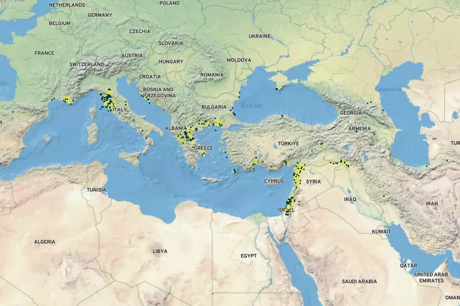 Trifolium echinatum Native Range