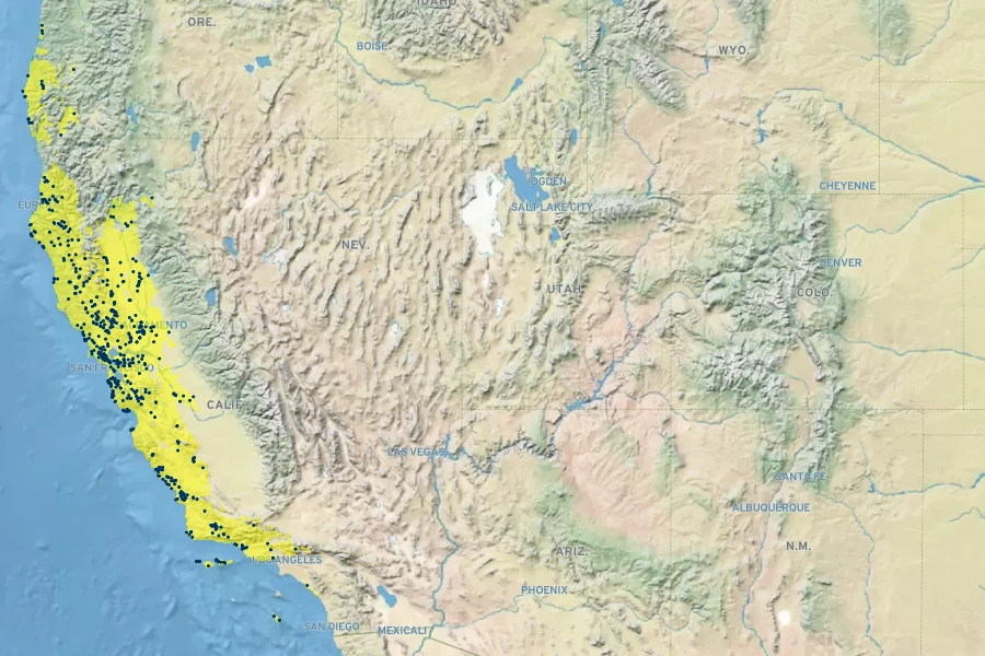 Trifolium fucatum Native Range