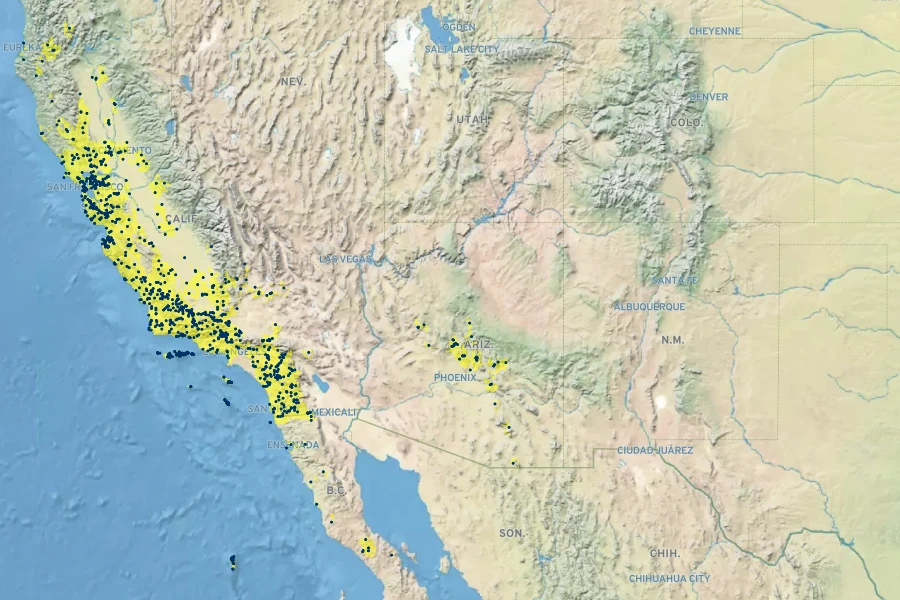 Trifolium gracilentum Native Range