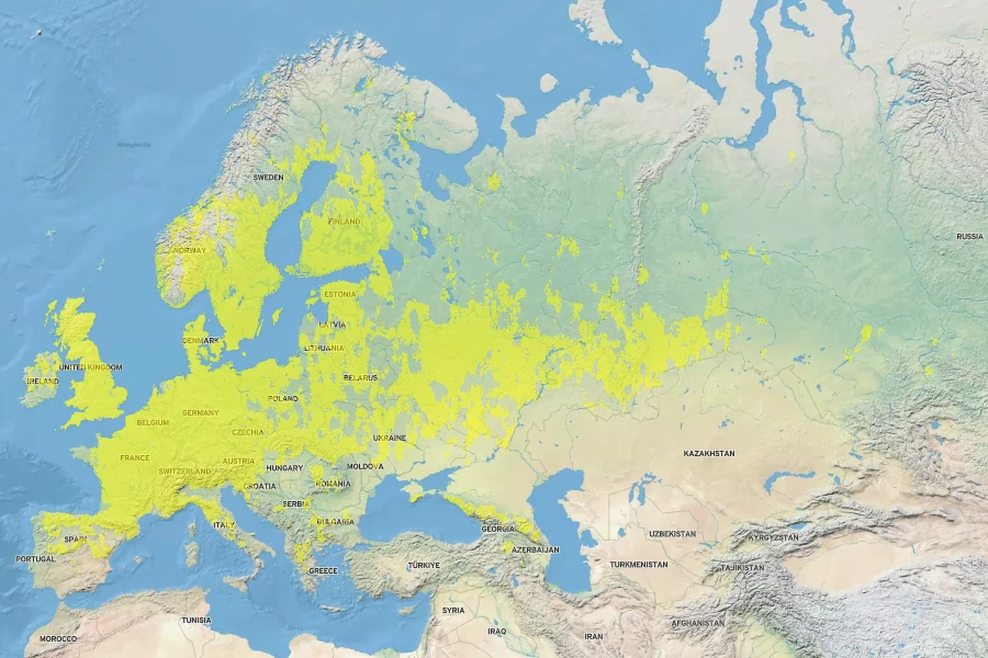 Trifolium medium Native Range