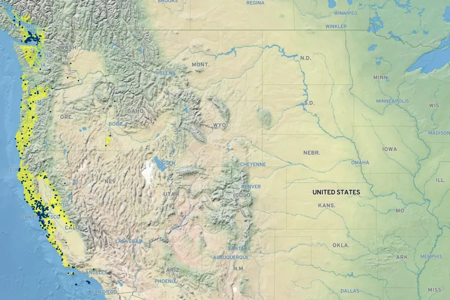 Trifolium microdon Native Range
