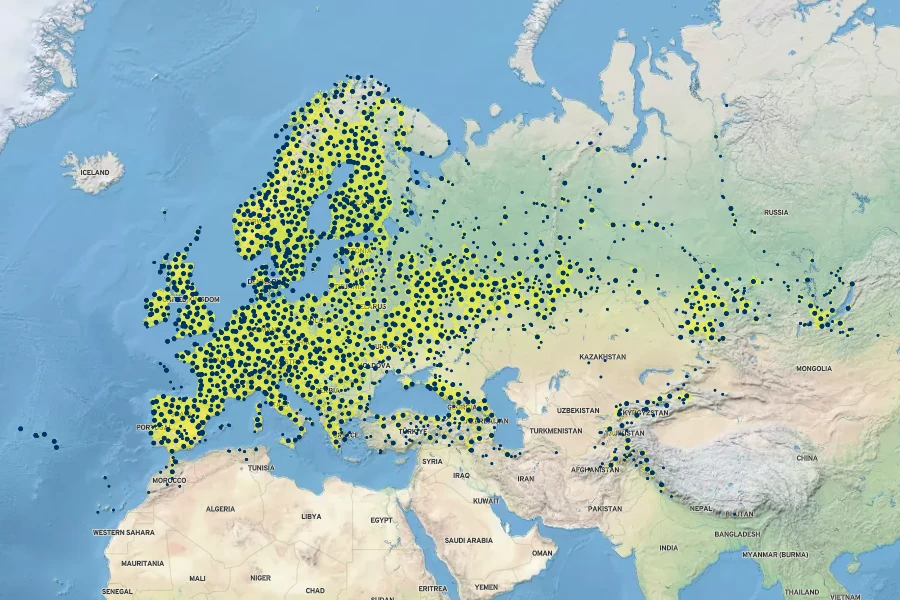Trifolium pratense Native Range