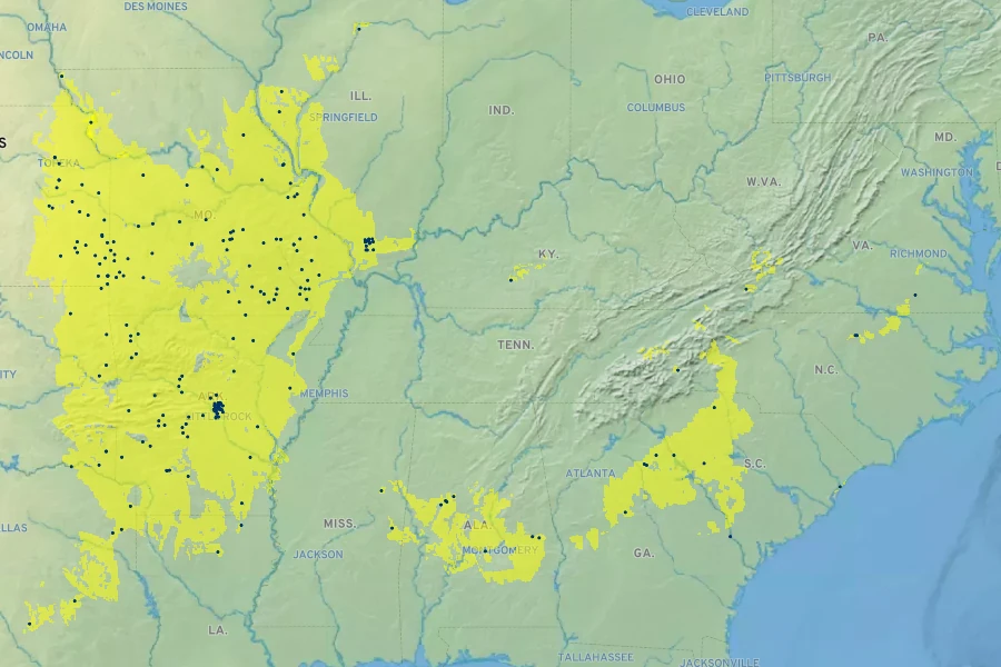 Trifolium reflexum Native Range