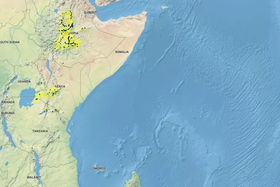 Trifolium semipilosum Native Range