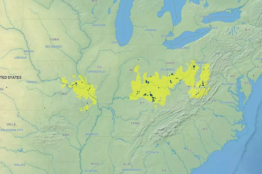 Trifolium stoloniferum Native Range