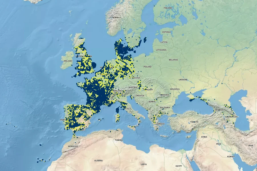 Trifolium striatum Native Range