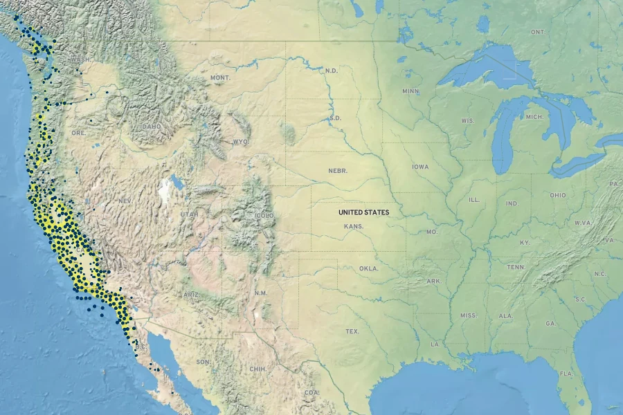 Trifolium willdenovii Native Range