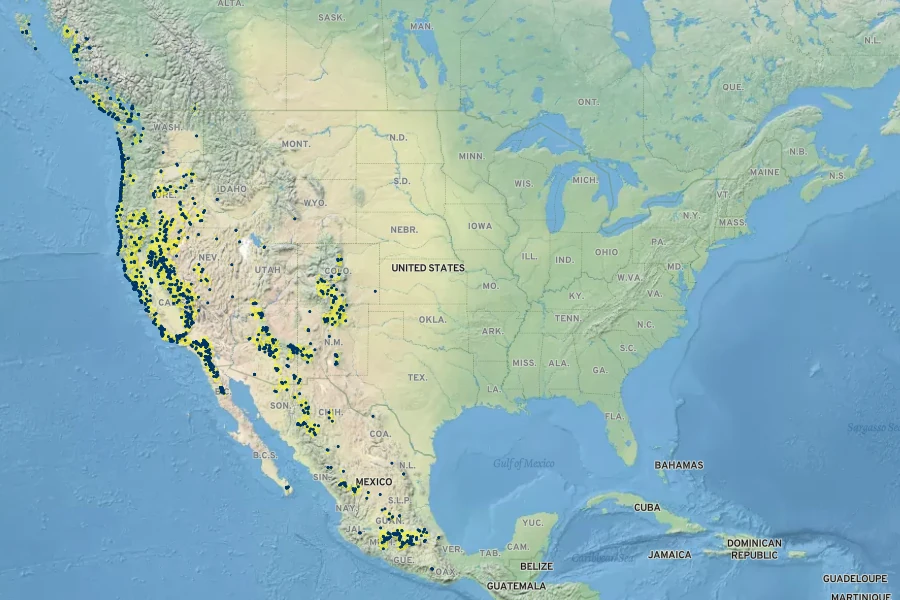 Trifolium wormskioldii Native Range