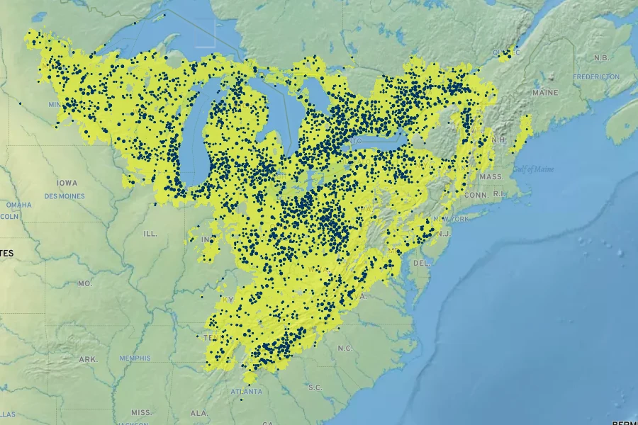 Trillium grandiflorum Native Range