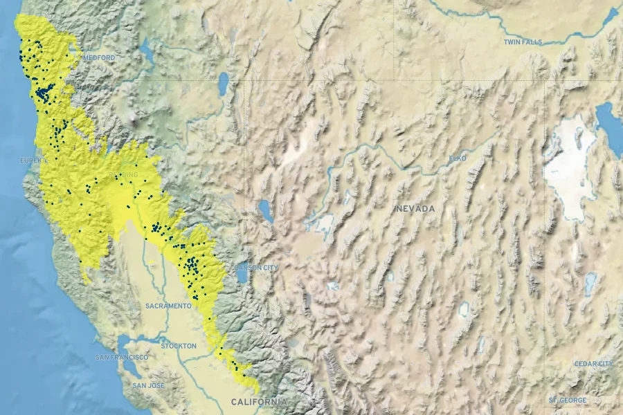 Triteleia bridgesii Native Range