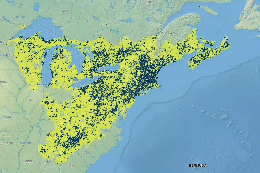 Tsuga canadensis Native Range