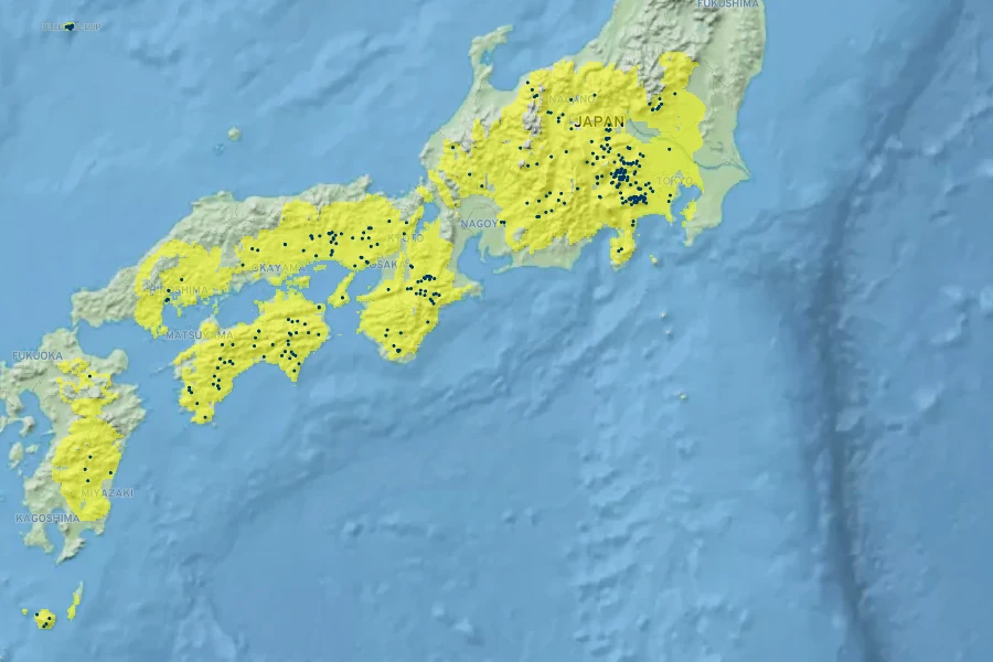 Tsuga sieboldii Native Range