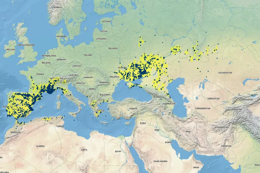 Tulipa sylvestris Native Range