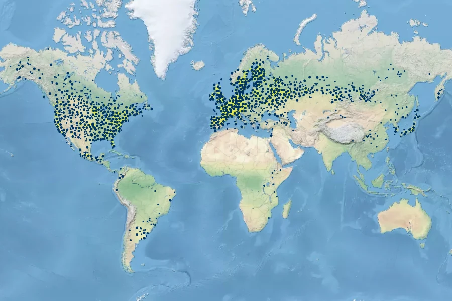 Typha latifolia Native Range