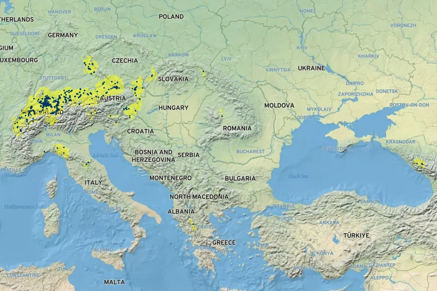 Typha shuttleworthii Native Range