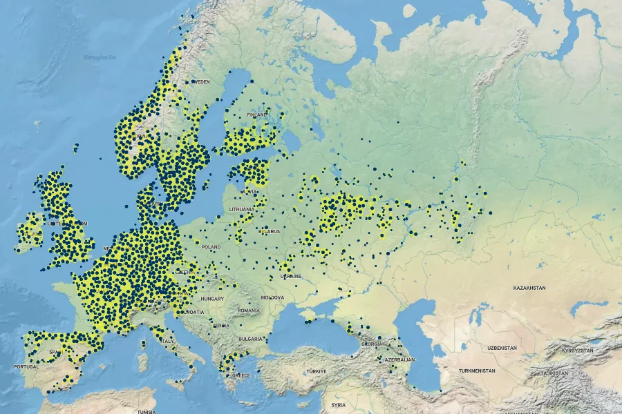 Ulmus glabra Native Range