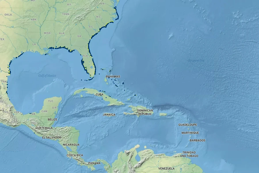 Uniola paniculata Native Range