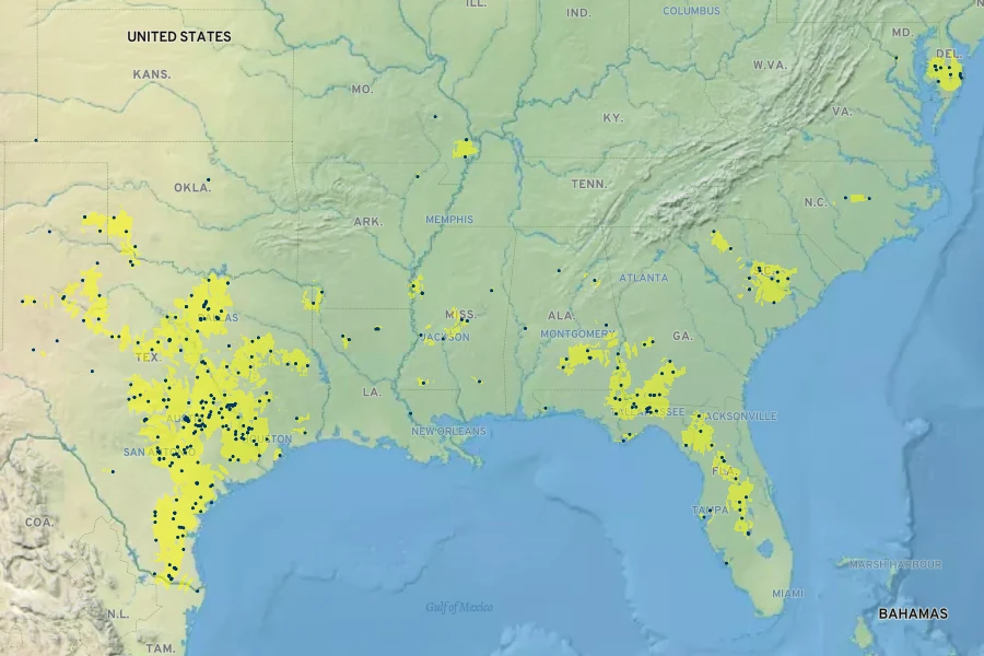 Urochloa texana Native Range