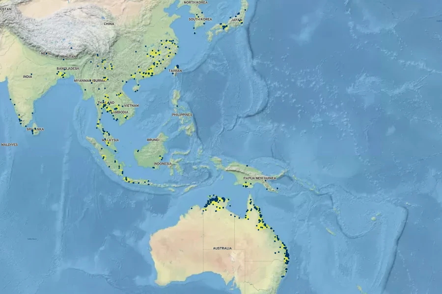 Utricularia aurea Native Range