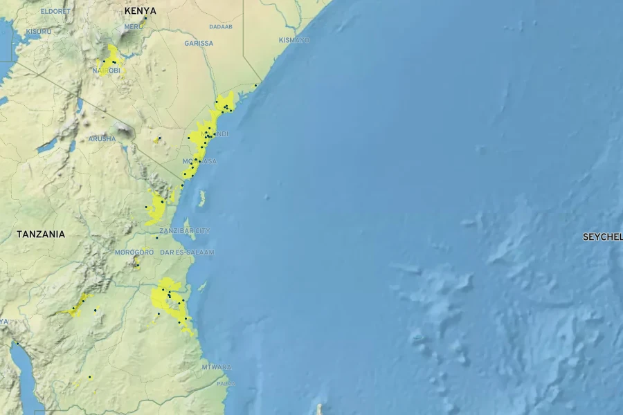 Uvaria lucida Native Range