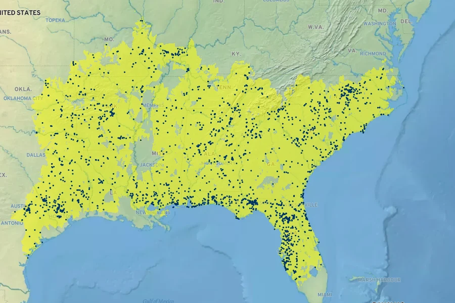 Vaccinium arboreum Native Range