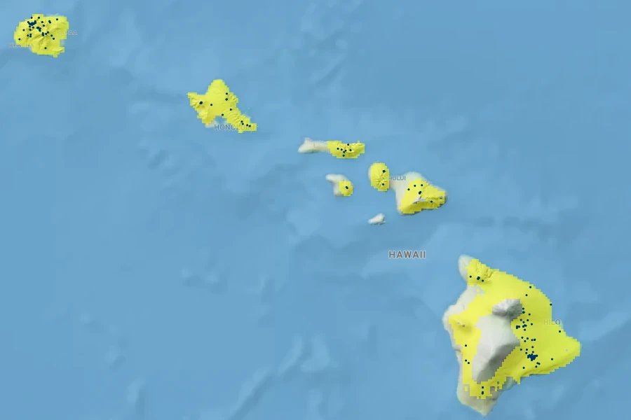 Vaccinium calycinum Native Range