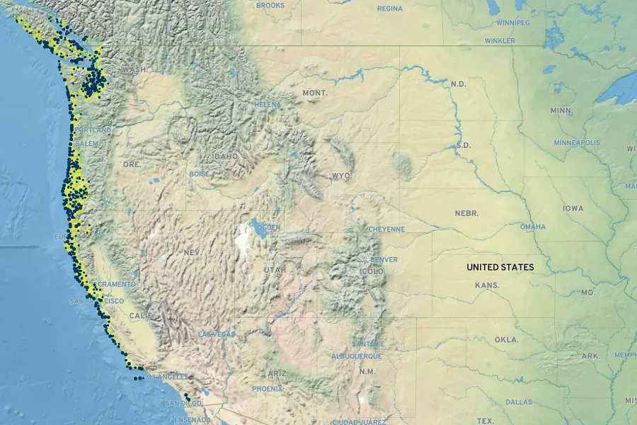 Vaccinium ovatum Native Range