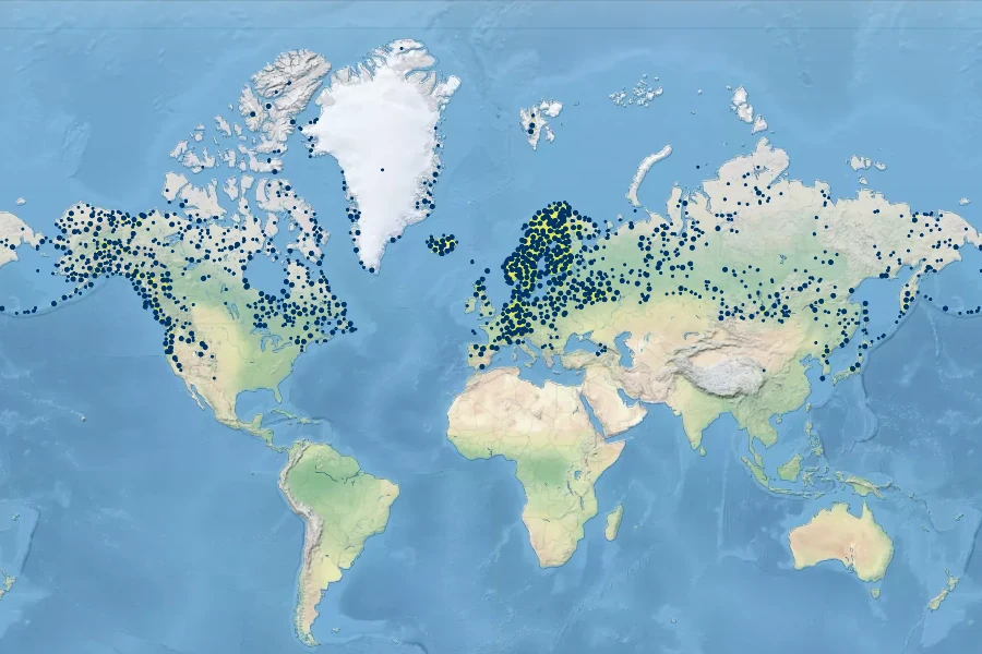 Vaccinium uliginosum Native Range