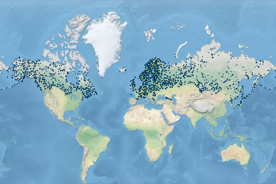 Vaccinium vitis-idaea Native Range